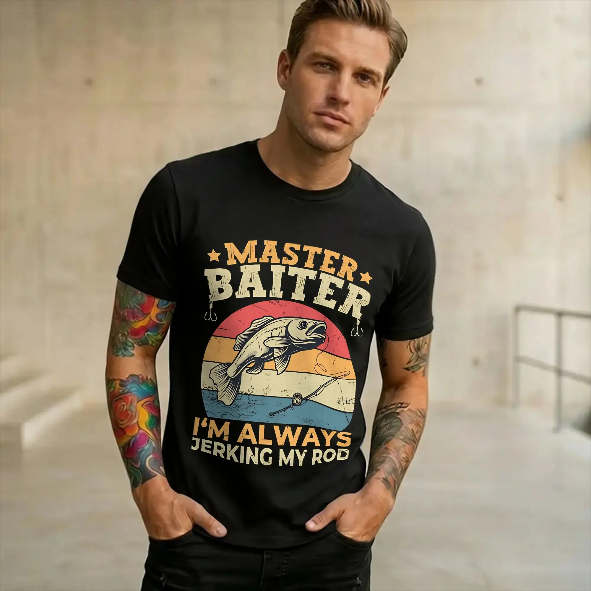 Master Baiter Funny Fishing  Tee Shirt for Men Women Graphic T Shirts  100% Cotton Clothing