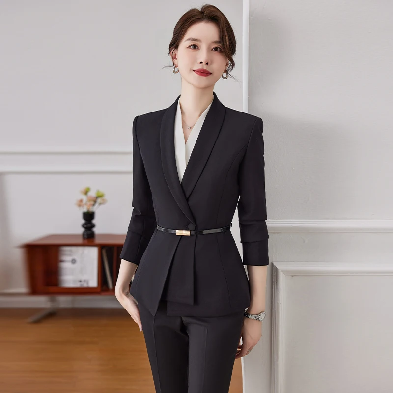 NAVIU Professional Suits Women Autumn New Fashion Temperament Business Interview Slim Blazer And Pants Office Ladies Work Wear