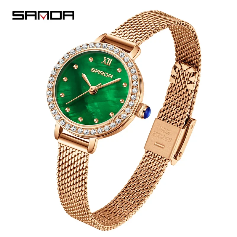 

SANDA Women Waterproof Watch Bracelet Watch Band Elegant Design Alloy Compact Graduated Quartz Watch