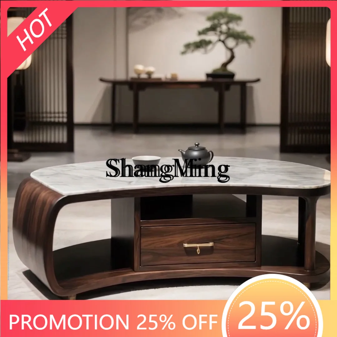 

SM Premium New Chinese Coffee Table Solid Wood Modern Simple Household Square Coffee Table Villa Model Room Furniture