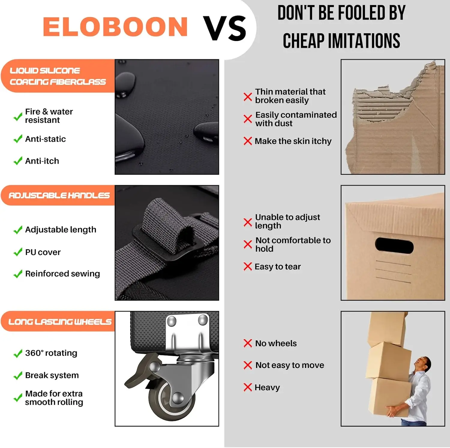 Fireproof Document Box with Wheels, Collapsible File Organizer for Home & Office, Black