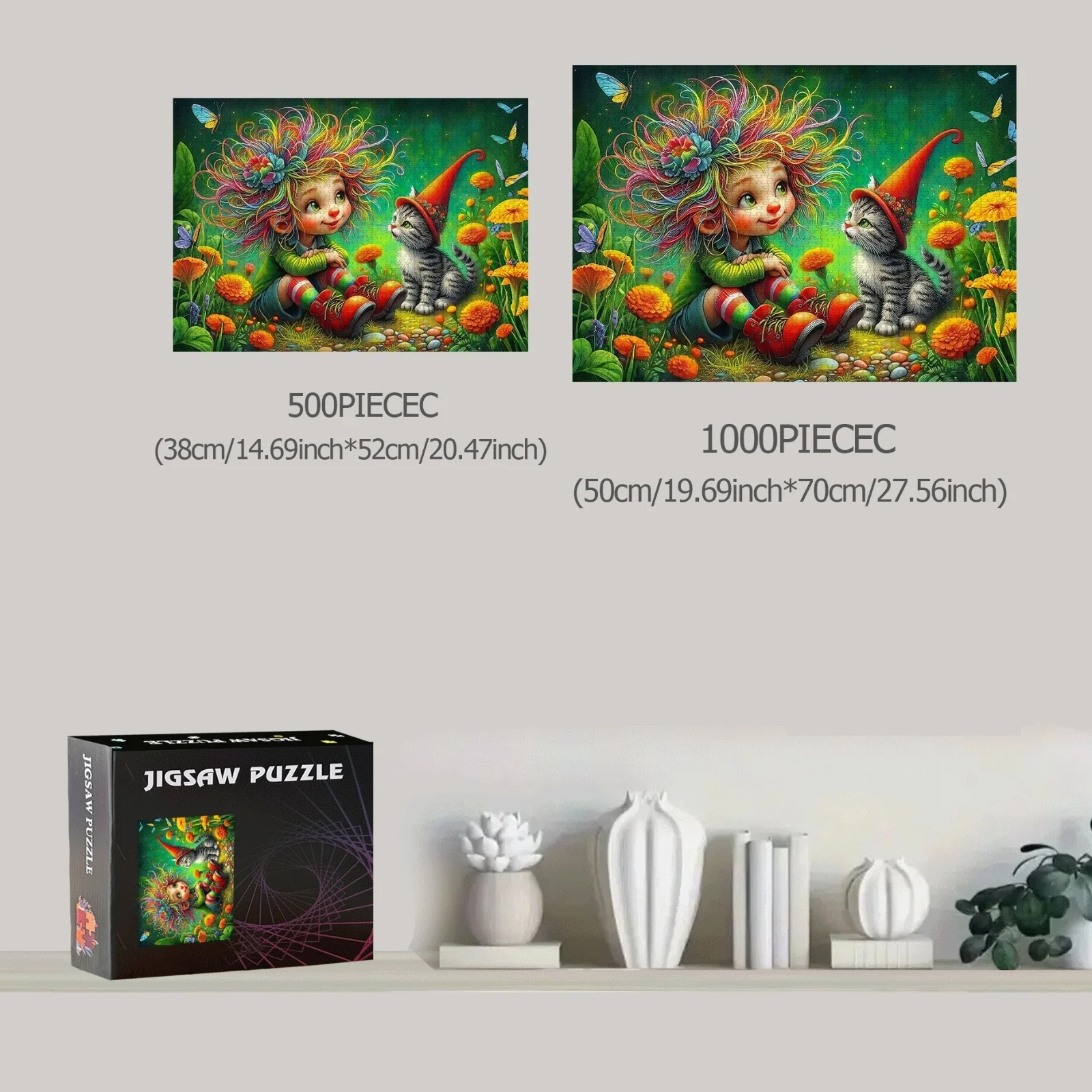 ตัวต่อจิ๊กซอว์เด็กผู้หญิงและลูกแมว 500/1000 ชิ้น เกมตัวต่อขนาดใหญ่ ของขวัญ เกมครอบครัว เกมตัวต่อเสริมสร้างปฏิสัมพันธ์ เกมตกแต่งบ้าน ฝึกสมอง