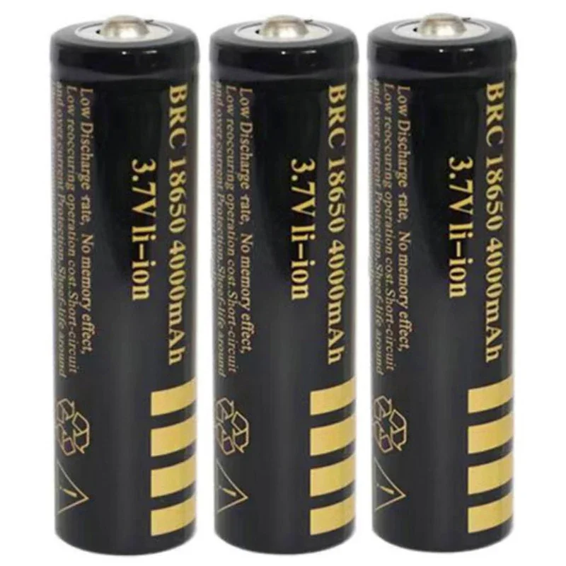 2023New type 18650 Lithium ion rechargeable battery 4000mAh 3.7V LED flashlight battery +USB charger