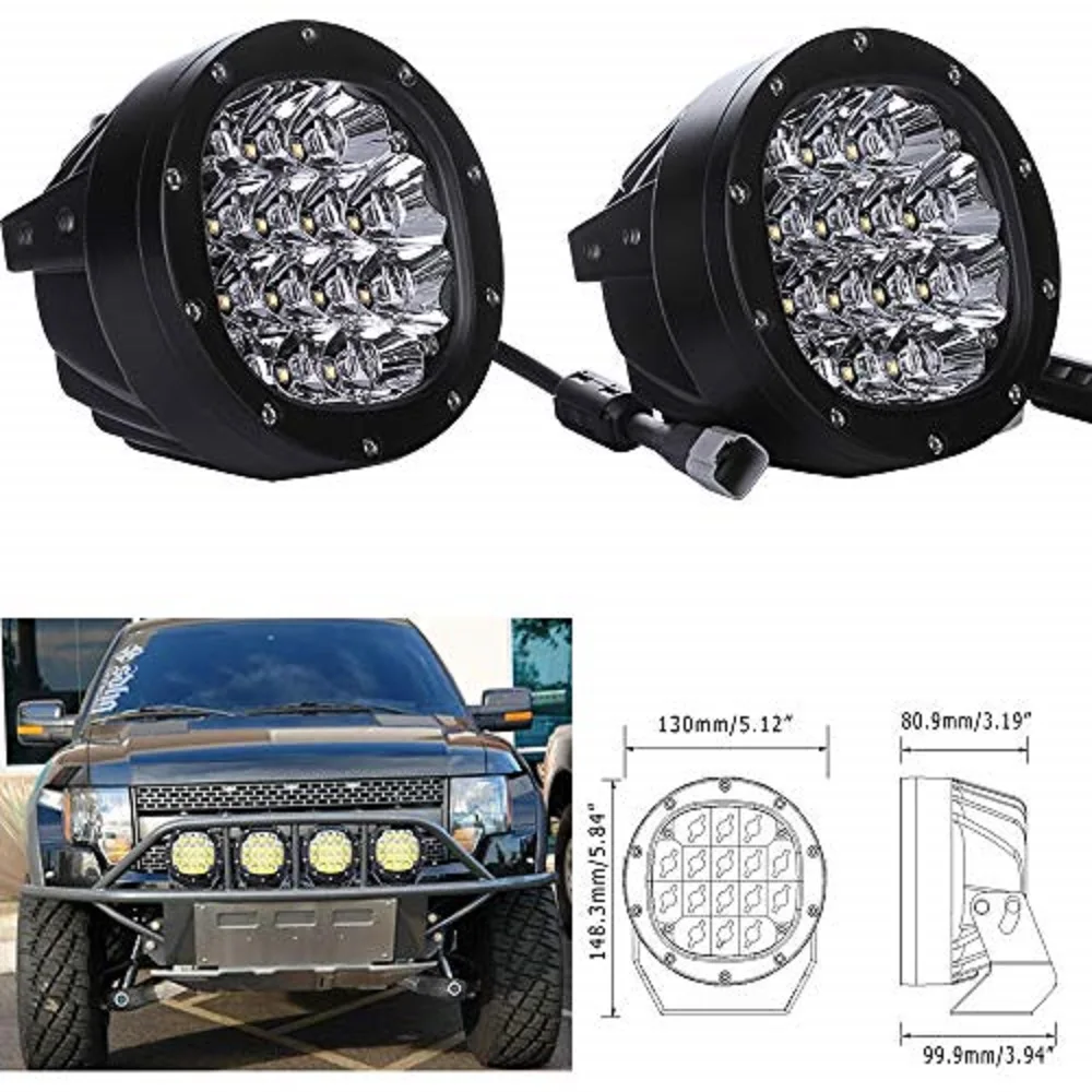 

5" LED Driving Light 80W Round LED Work Light Front Bumper Grille Spotlights Windshield Led offroad lights for ATV UTV Truck