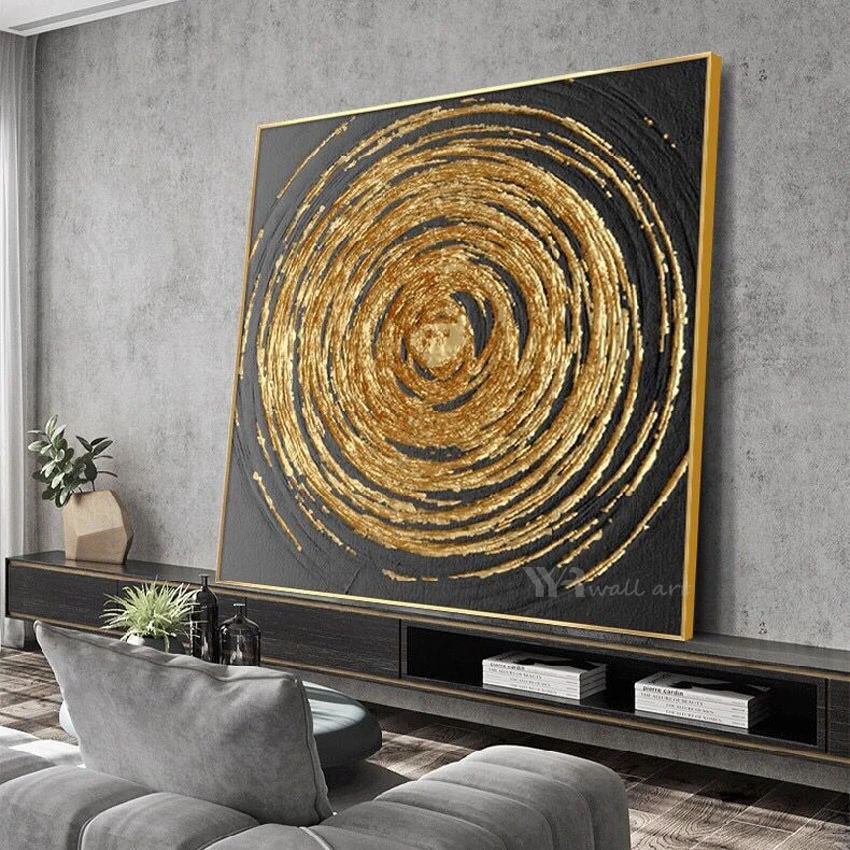 One Piece Gold Paintings On The Wall Texture Sliver Pictures For Living Room Handmade Canvas Oil Painting Art Poster For Bedroom