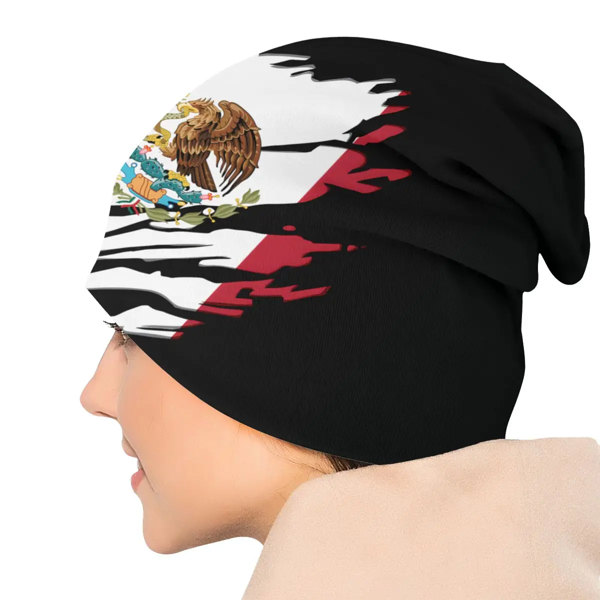 Maxico-Gorro con bandera de águila Unisex, gorro fino de Hip Hop, doble capa, transpirable