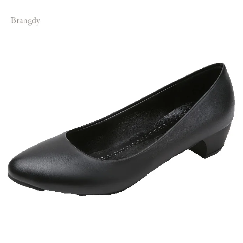 

Formal Etiquette Professional High Heels Black Women's Spring Pointed Single Small Leather Work Shoes Exquisite Atmosphere