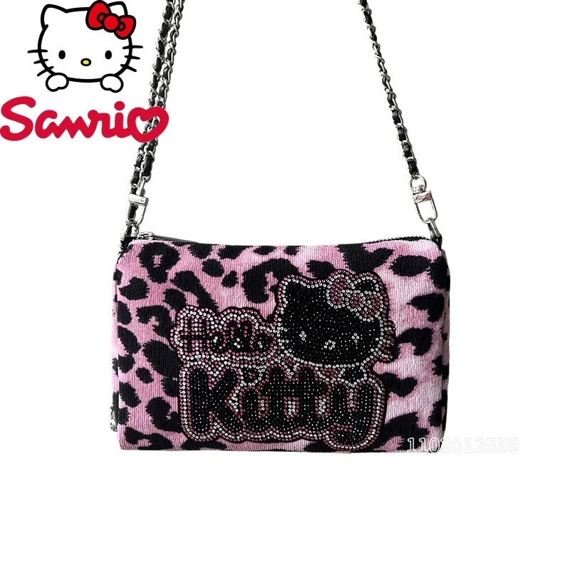 

Hello Kitty New Women's Diamond Shoulder Bag Leopard Print Women's Diamond Shoulder Crossbody Bag Mini Shiny Mini Women's Bag