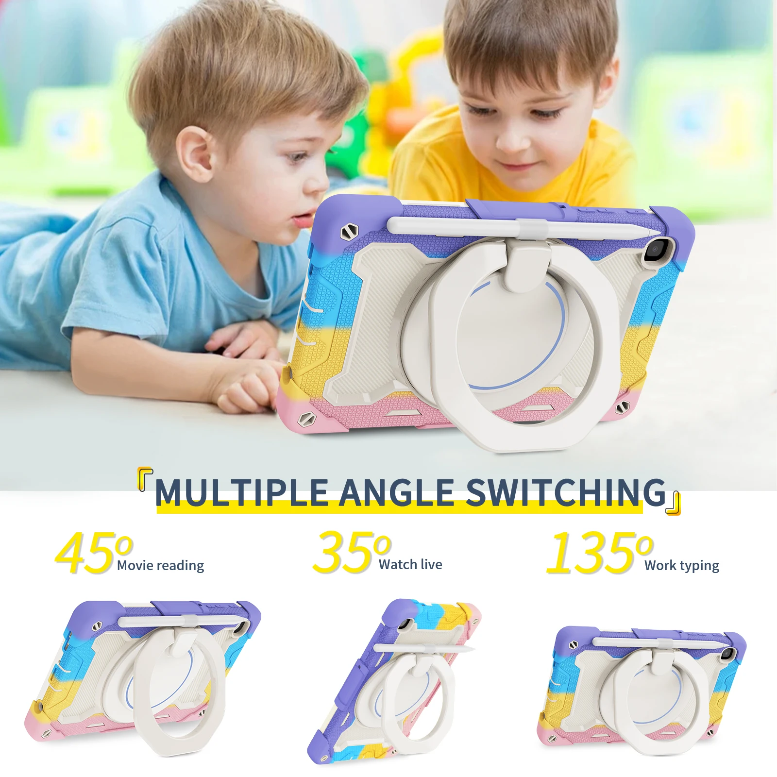 Estojo pesado rotativo de 360 polegadas para samsung galaxy tab a7 lite 2021, 8,7 polegadas, sm-t220, t225, robusto, com alça