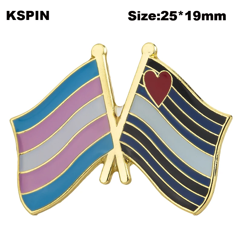 Transgender pride & Leather Pride Friendship  Flag Badge Brooch Natinal Lapel Pins Flag Lapel Pins Country Flag Badge XY0583