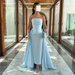 Customized Mdern style Boat Neck Straight Pleats Women Evening Dresses Sleeveless Backless Ankle-Length Prom Gowns فساتين للحفلا