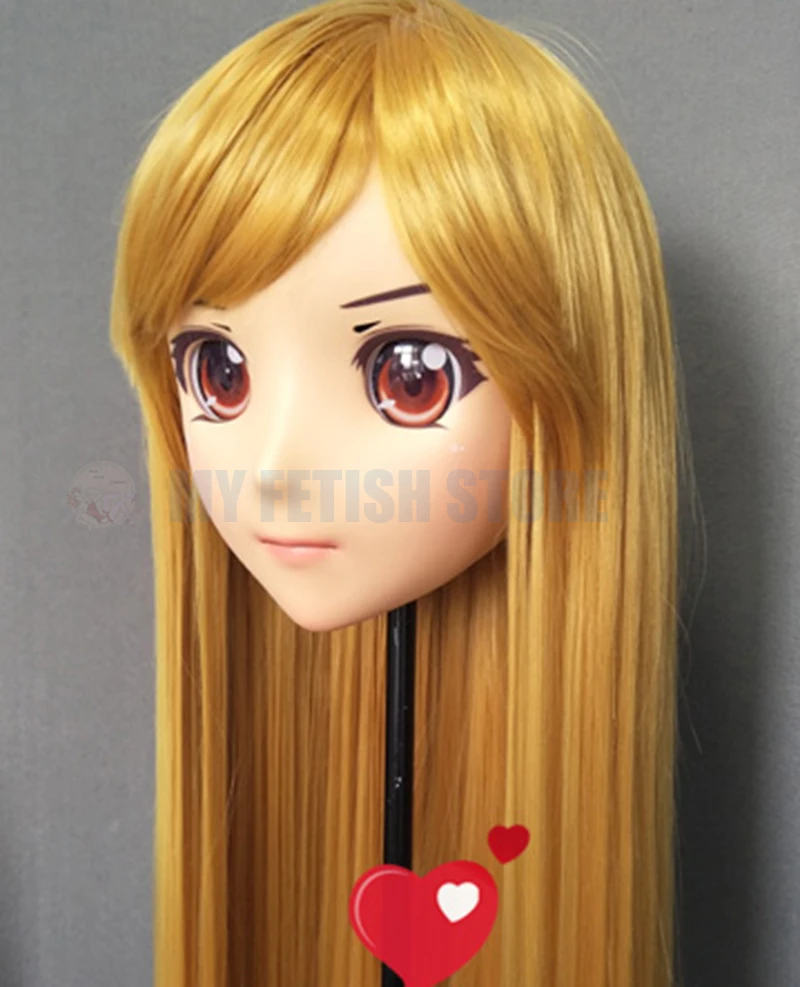 (Jiang24) Vrouwelijke Zoete Meisje Hars Half Hoofd Kigurumi Crossdress Cosplay Japanse Anime Rol Lolita Pop Masker Met Ogen En Pruik