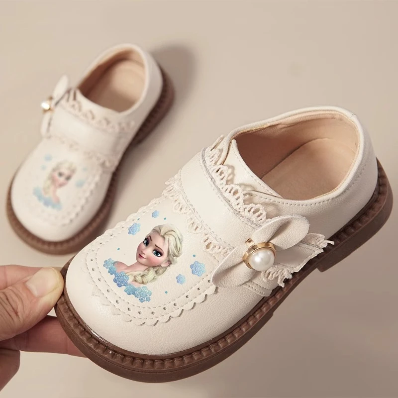 

Elsa Girls Leather Shoes, Princess Soft Sole Pumps for Toddlers Winter Plush Footwear New Arrival