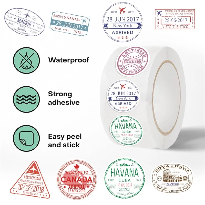 100PCS Vintage Postmark Sticky Paper Labels DIY Sealing Decoration Scrapbooking Thank You Sticker Hand Accounting Supplies