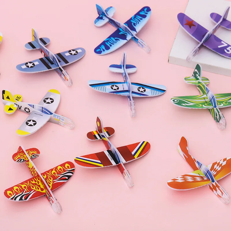 10Pcs Mini DIY Hand Throw Flying Glider Planes Foam Airplane Game Toys for Kids Birthday Party Favors Baby Shower Pinata Fillers