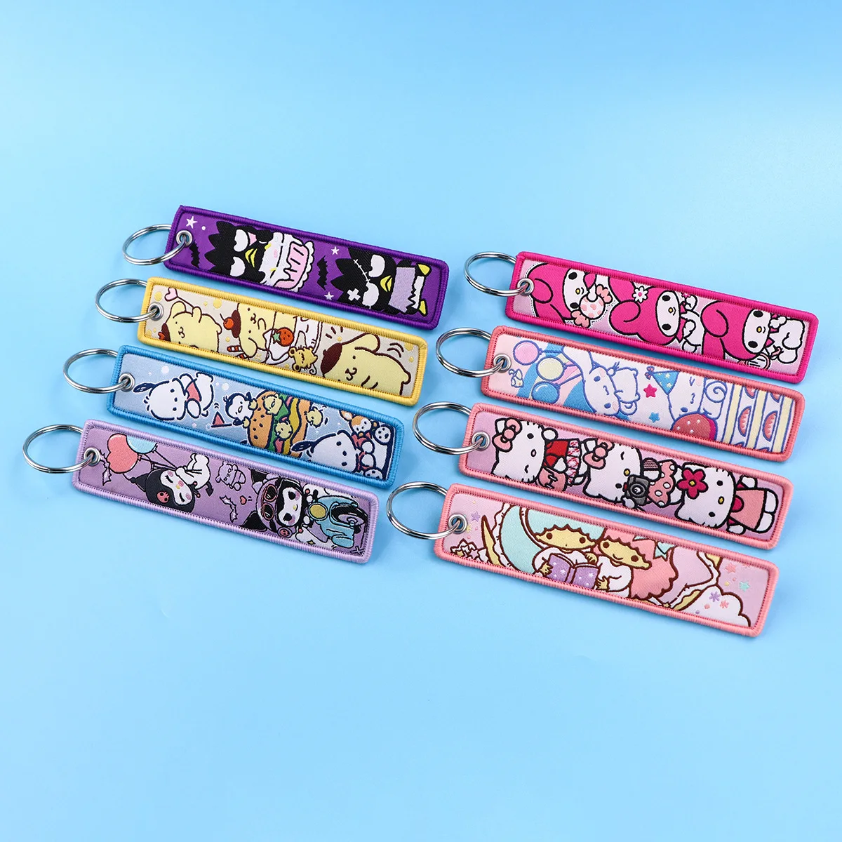 Anime Sanrio Hello Kitty Melody Kuromi Embroidery KeyChain Key Tag Cars Backpack Chaveiro Keychain Keyring Accessories Toy Gift view 3