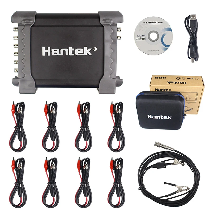 Hantek 1008c Car Diagnostic Instrument +HT201 HT25 CC-65 8-Channel Automotive Oscilloscope + Signal Generator USB Осциллограф