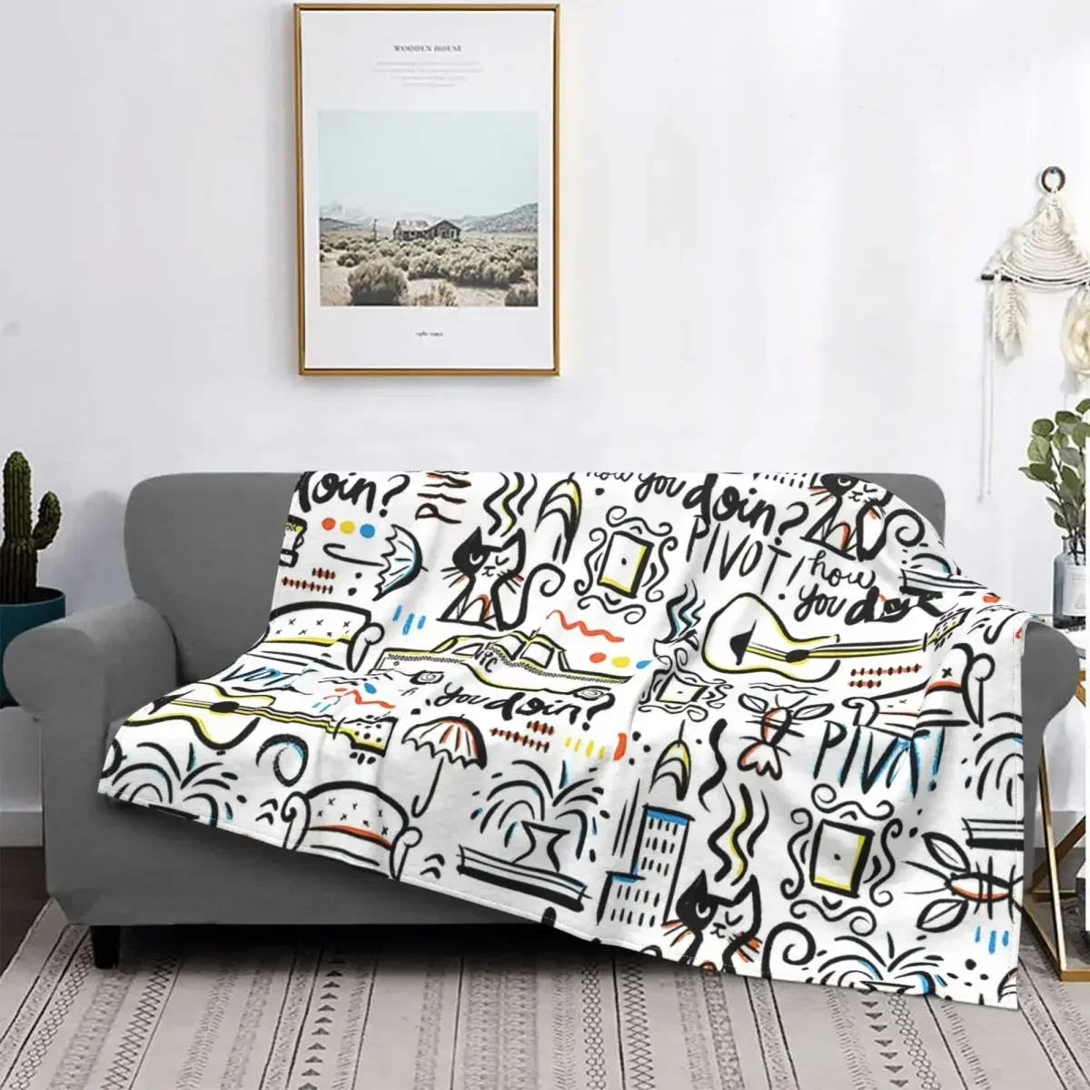 

Friends TV Show Fleece Throw Blanket Cartoon Graffiti Soft Bedding for Home Outdoor Use Throws