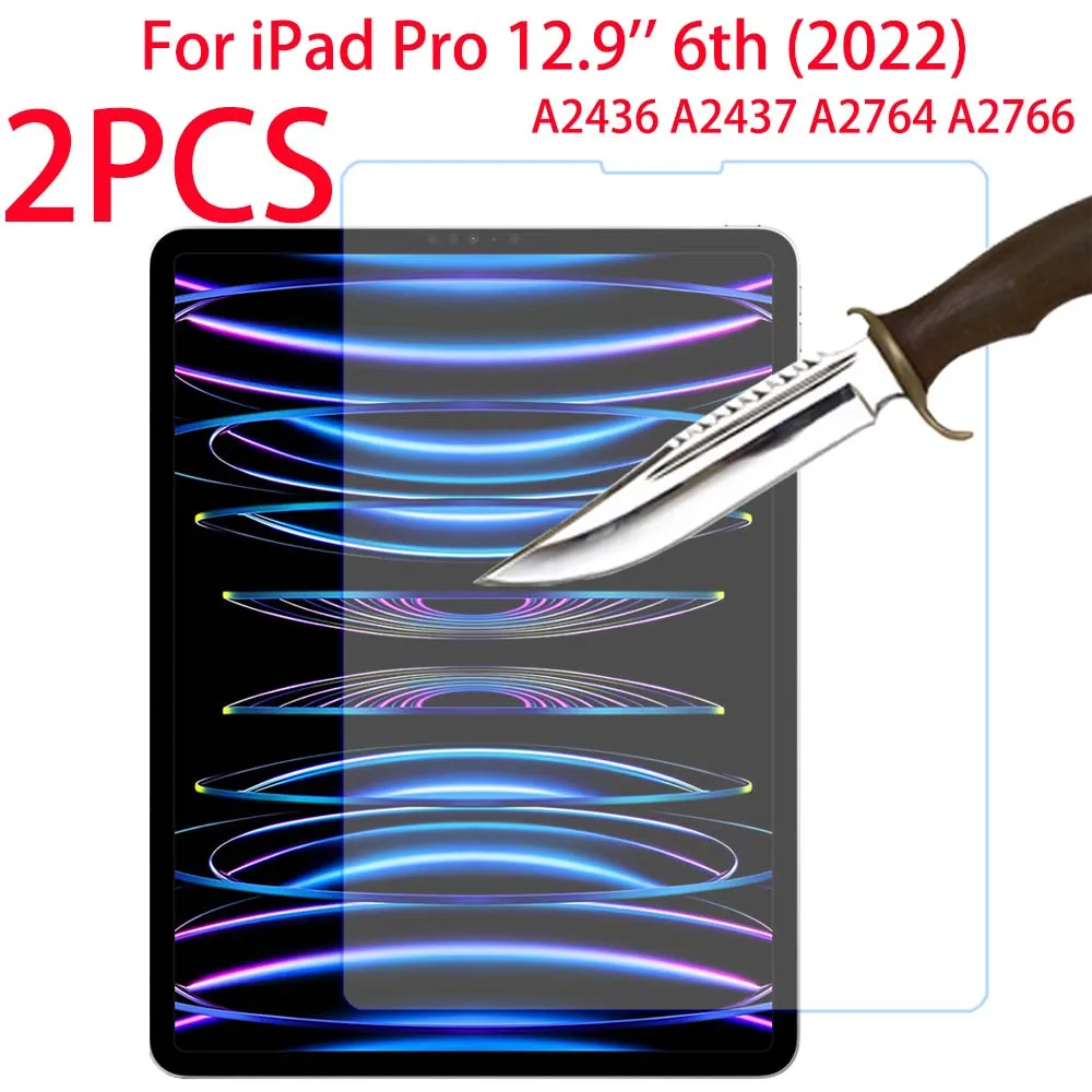 

2 Packs Tempered Glass Screen Protector For iPad Pro 6th 12.9 inch 2022 A2436 A2437 A2764 A2766 Tempered Glass Protective Film