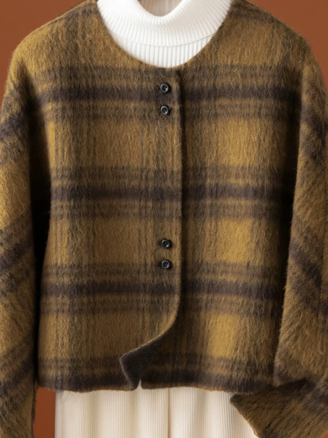 

Double-Sided Woolen Coat Style Women's Fashion Slim Fit Cashmere Plaid Woolen Outerwear Autumn Winter New Arrival