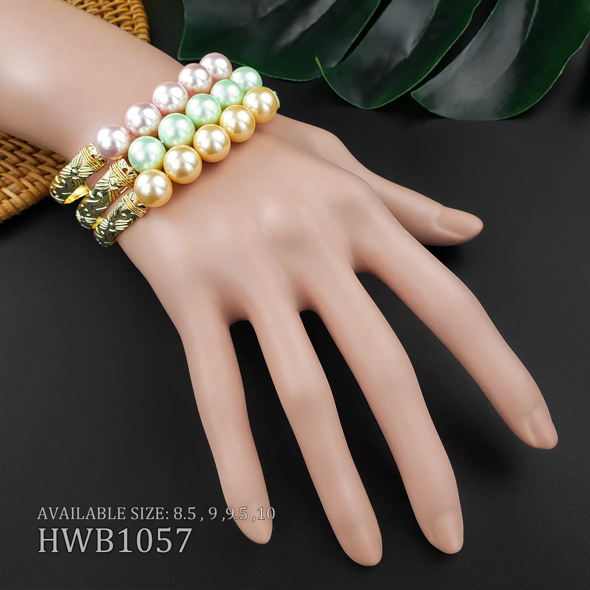 Hawaiian Engraved Plumeria Flower Patterns Bangle Bracelet with The Five Shell Pearls Samoa Polynesian Island Jewelry
