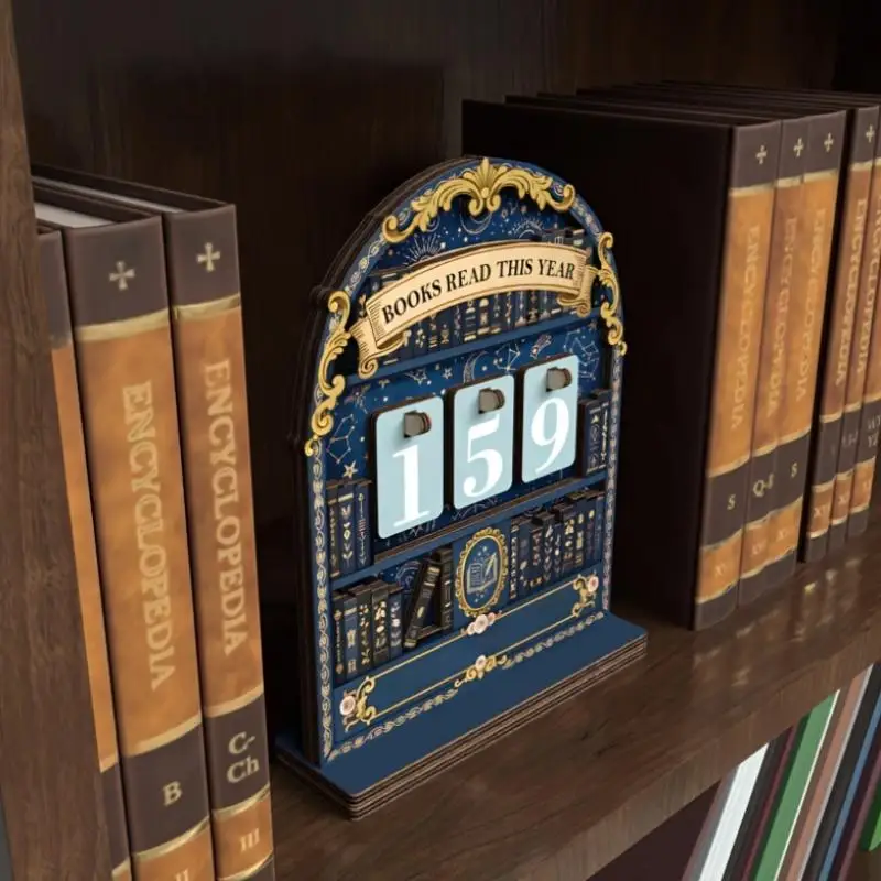 Livre en bois pour lire cette année, comptoir de lecture, défi, traceur, bibliothèque, Club, décor de salle de classe, cadeaux du nouvel an pour la famille de rat de bibliothèque