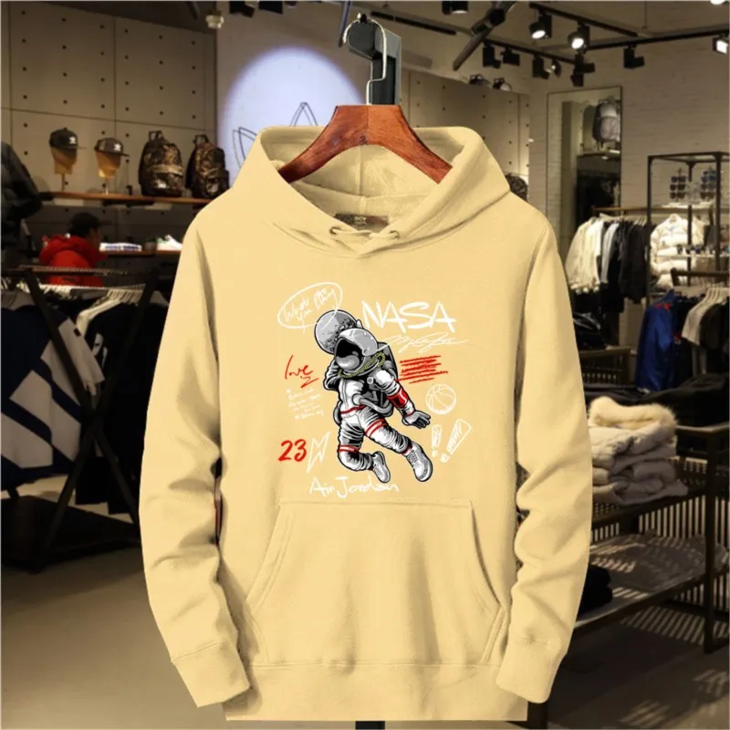 2024 Men's Leisure Sports Fleece Autumn/Winter Hoodie New Men's Astronaut Design Pullover Sweater