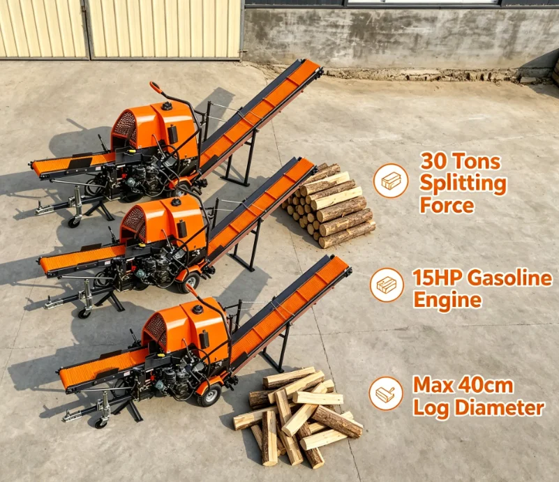 Customized New Hot Price 45T Fire Wood Processor Log Splitter Hydraulic Wood Cutter Powered Engine/Motor Bearing Portable Forest