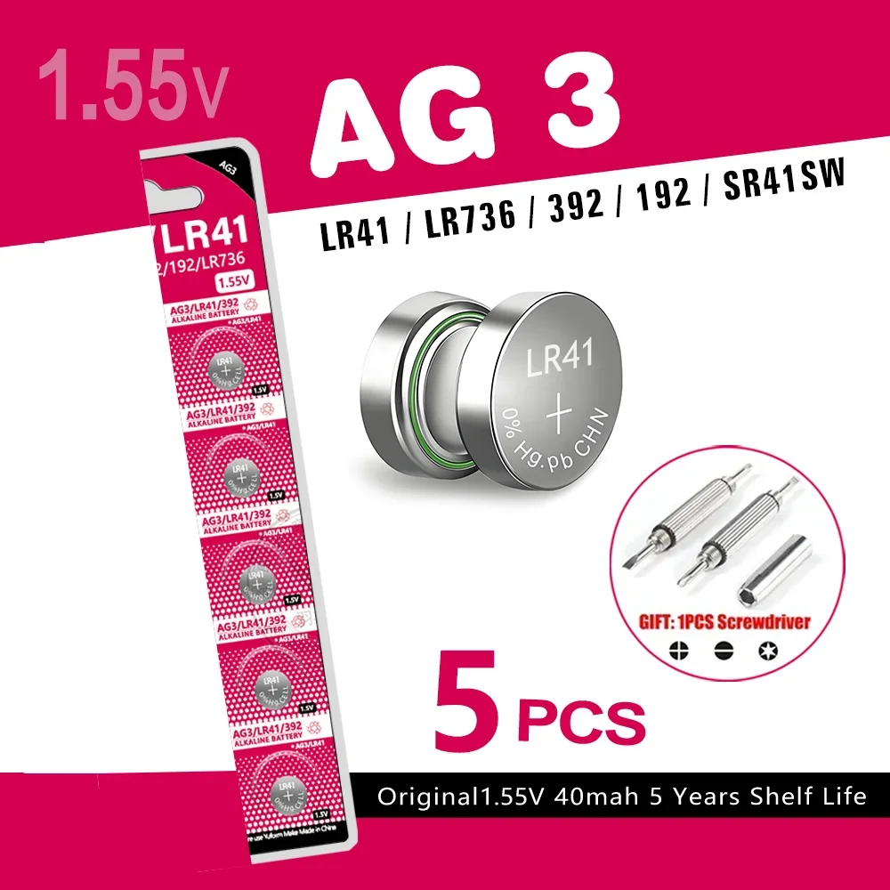 5-10PCS 1.55V AG3 LR41 Knop Batterijen SR41 392 192 Ronde Cell Coin Alkaline Batterij L736 384 SR41SW Voor Horloge Speelgoed Klok