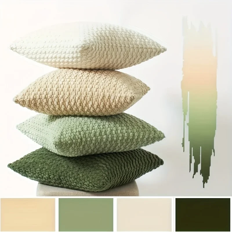 Cordury Pillow Covers - Modern Decorative Cushion Cases with Zipper Closure, Machine Washable, No Inserts Included