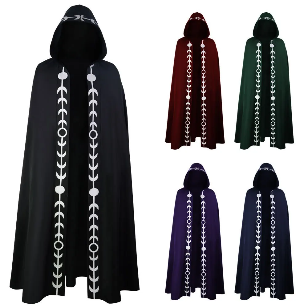 

Renaissance Medieval 5-Color Large Hooded Cloak loween Church Priest Cosplay Robe Women's Ethnic Stage Costume Autumn