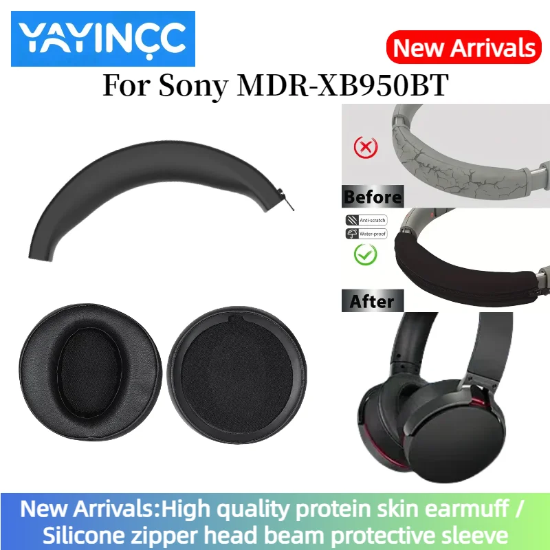 Ersatz-Ohrpolster/Silikon-Kopfbügelschutz für SONY MDR-XB950b1 MDR-XB950BT N1 Kopfhörer Reparaturteile – Detail 1