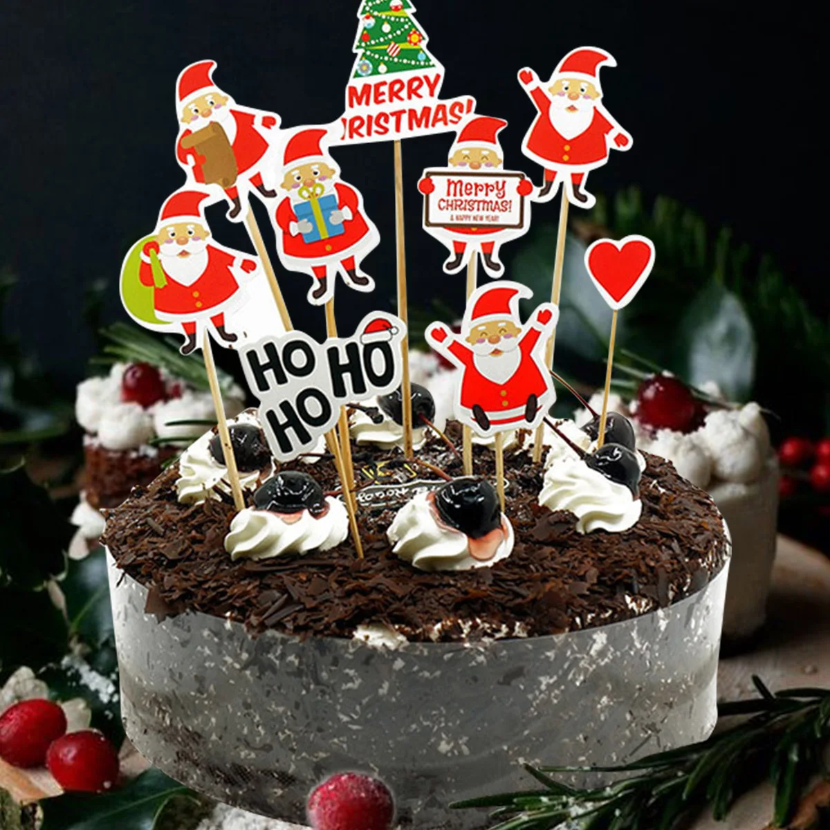 1Set Frohe Weihnachten Kuchen Topper Weihnachten Geburtstag Dekorationen Santa Claus Weihnachten Baum Kuchen Dekorationen Navidad Noel Neue Jahr