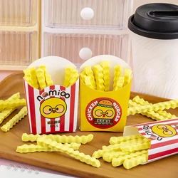 8pcs/Boxes Cute Creative French Fries Pencil Erasers Stationery Student School Office Supplies Wholesale