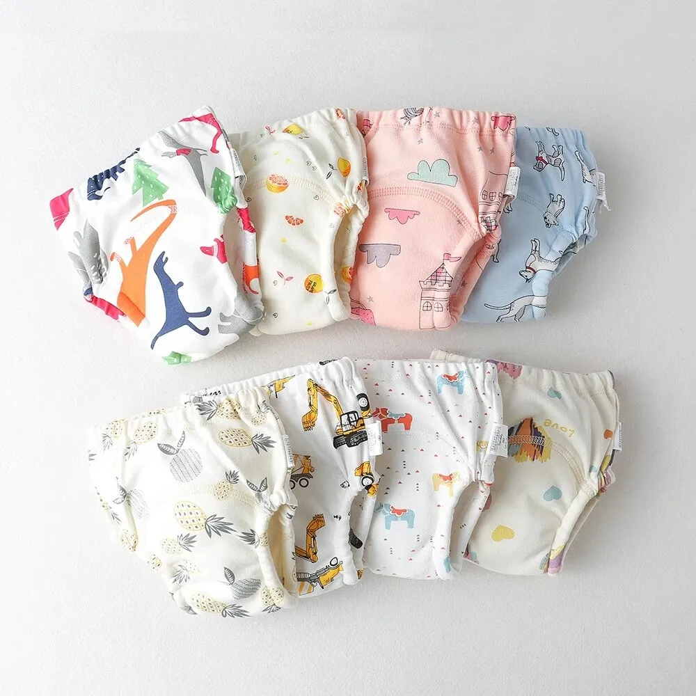 Baby Waterproof Reusable Training Pants Cute Cotton Baby Diaper Infant Shorts Nappies Panties Nappy Changing Underwear Cloth