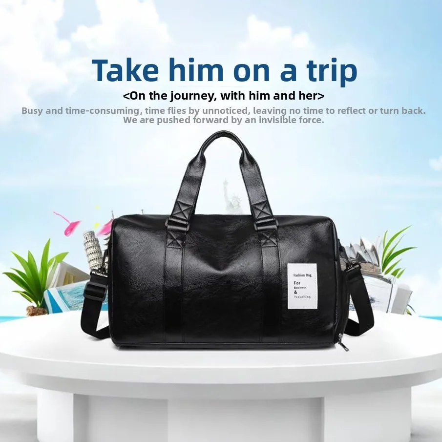 

Мужская дорожная сумка большой вместимости для фитнеса с отделением для обуви, разделением на сухие и влажные зоны, из полиуретана, для трансграничной торговли