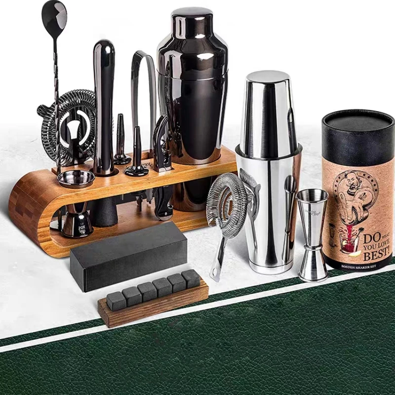 Cocktail Bar set Mixology Bartender Kit: 10-Piece Bar Tool Set with Stylish Bamboo Stand Cocktail Tool
