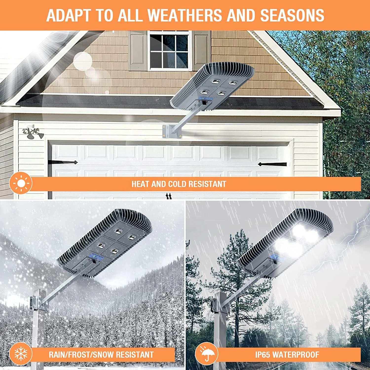 600W All in One Solar Street Light with PIR Motion Sensor Remote Control LED Solar Parking Lot Light IP65 Waterproof Pole Light