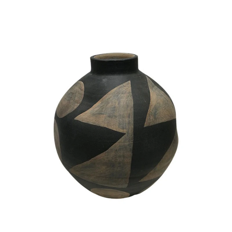 

Wabi Sand Wind Minimalist Black and White Vase, Desktop Homestay Dried Flower Ornament, Moroccan Style