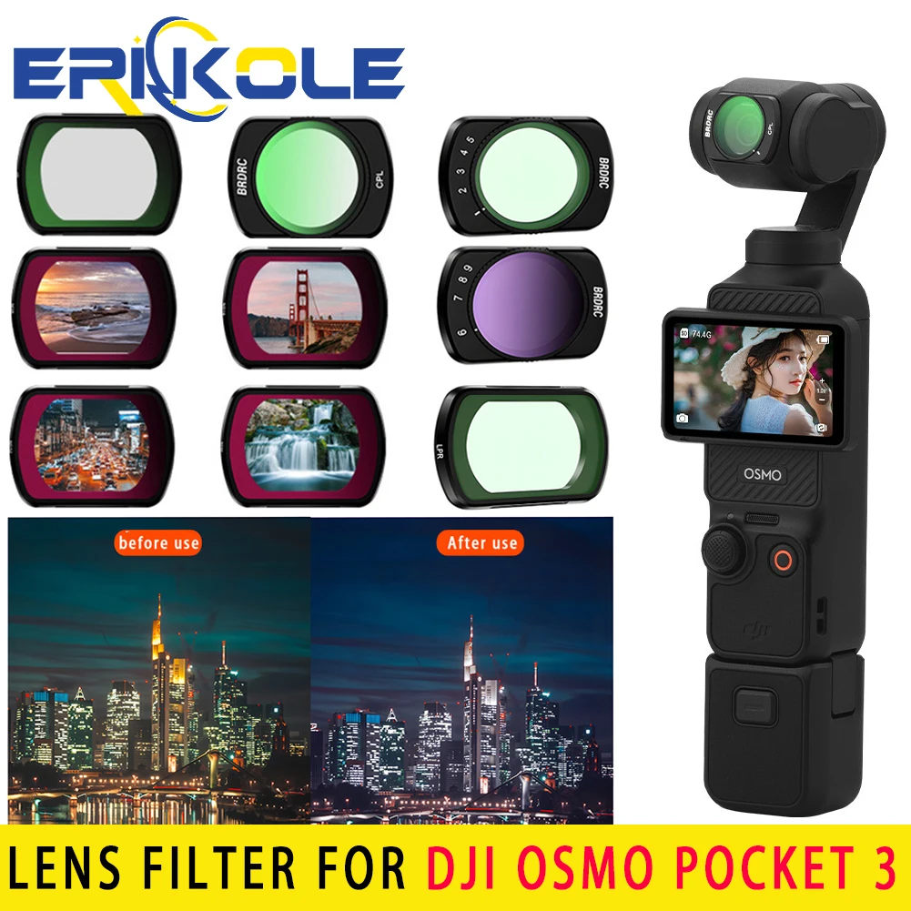 For DJI Osmo Pocket 3 Lens Filter - Adjustable CPL Polarizer ND UV Wide-angle Filters for Pocket 3 Camera Gimbal Accessories