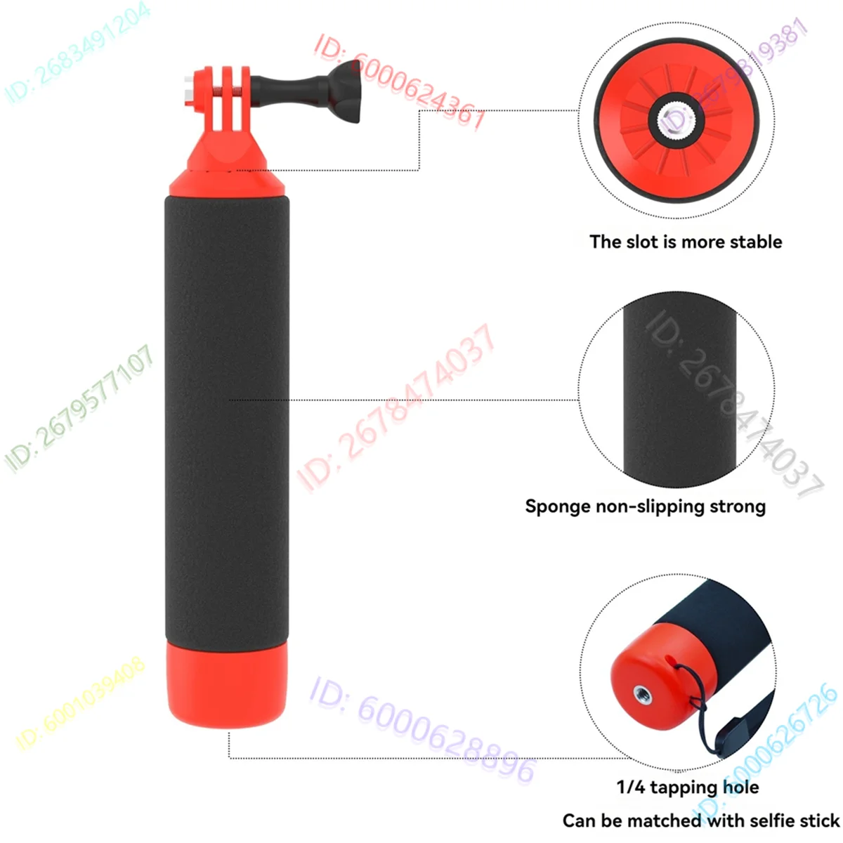 

LDHL For DJI Action 4/3/Insta360 X4/X3/Ace/Ace Pro/GoPro 12/11 Sports Camera Float Hnadheld Buoyancy Rod Handle Accessories