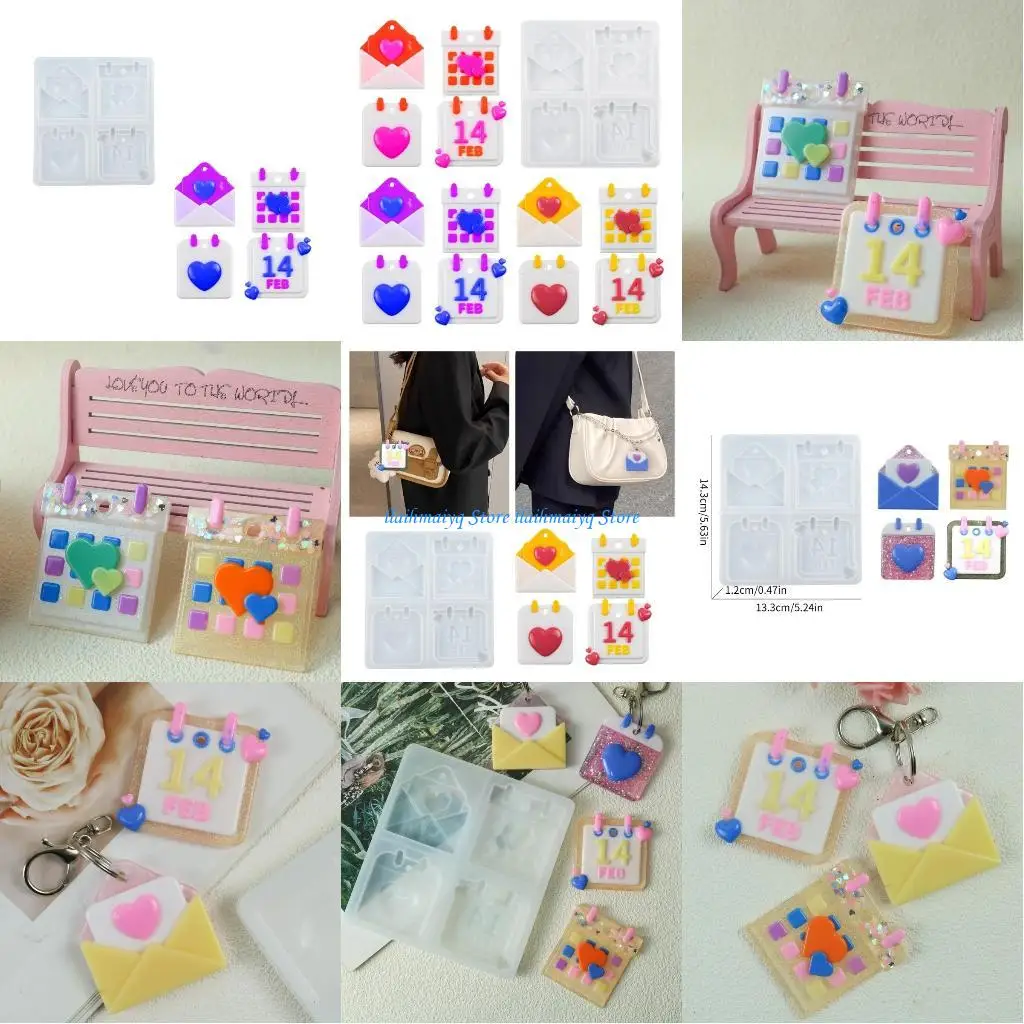 

573B Keychain Molds Pendant Moulds Clay Mould Valentines Day Theme Jewelry Making Supplies Silicone Material Hand Making Tool