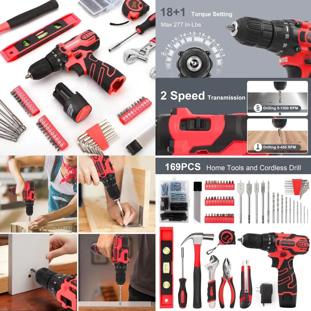 

Набор аккумуляторной дрели 12 В из 169 предметов для мужчин, универсальный комплект ручных инструментов с сумкой для хранения, идеально подходит для дома, офиса, сада и DIY