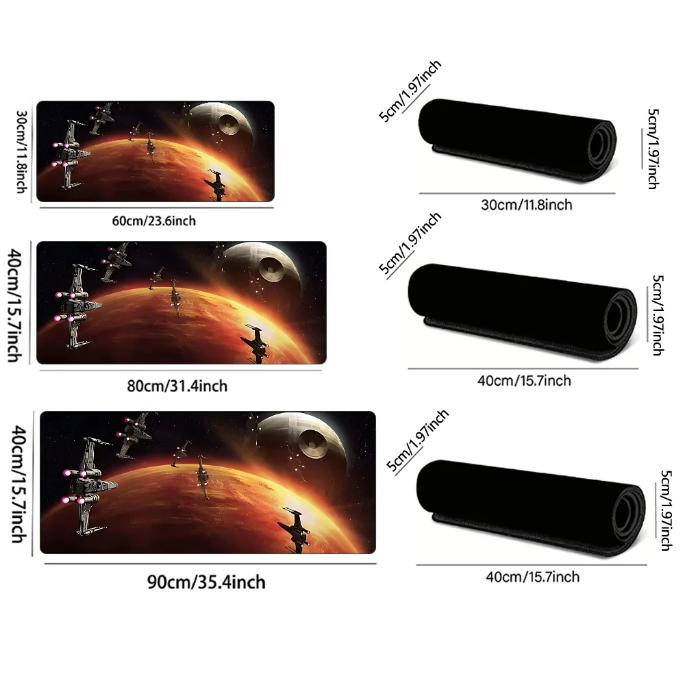 Spacecraft Pattern Mouse Pad Large Gaming Desk Pad With Stitched Edge Non-Slip XL Mousepad Rubber Base Desk Pad for Office