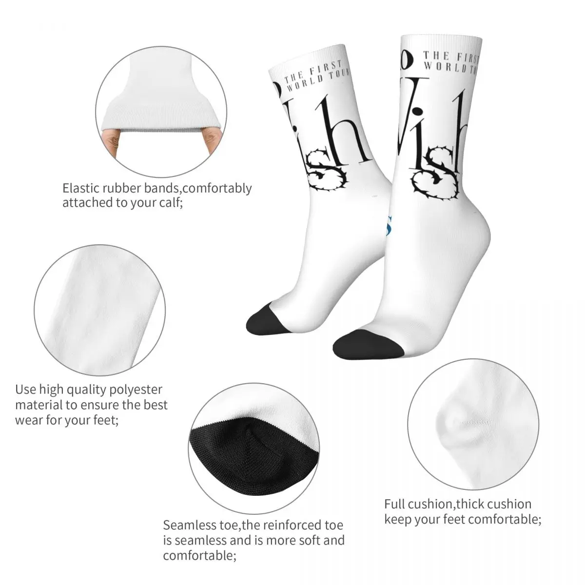 Unisex Ado Wish Concert Music Tour Socks Cotton Fashion Socks Harajuku Merchandise Middle Tube Socks Little Small Gifts