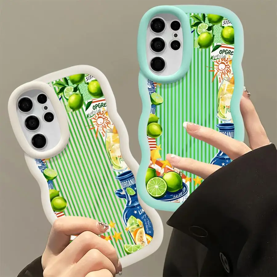 Case for Samsung Galaxy S26 S25+ S20 FE S21 S22 Ultra S24 S25 S23 Plus S24+ Soft Phone Cover Text Print Lemon