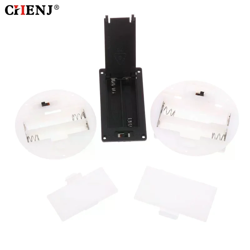 Picture 5: 1/5Pcs 2 AAA/AA 3V Battery Case With Switch Cover Round Embedded Battery Holder Battery Storage Boxes Switch Socket Container