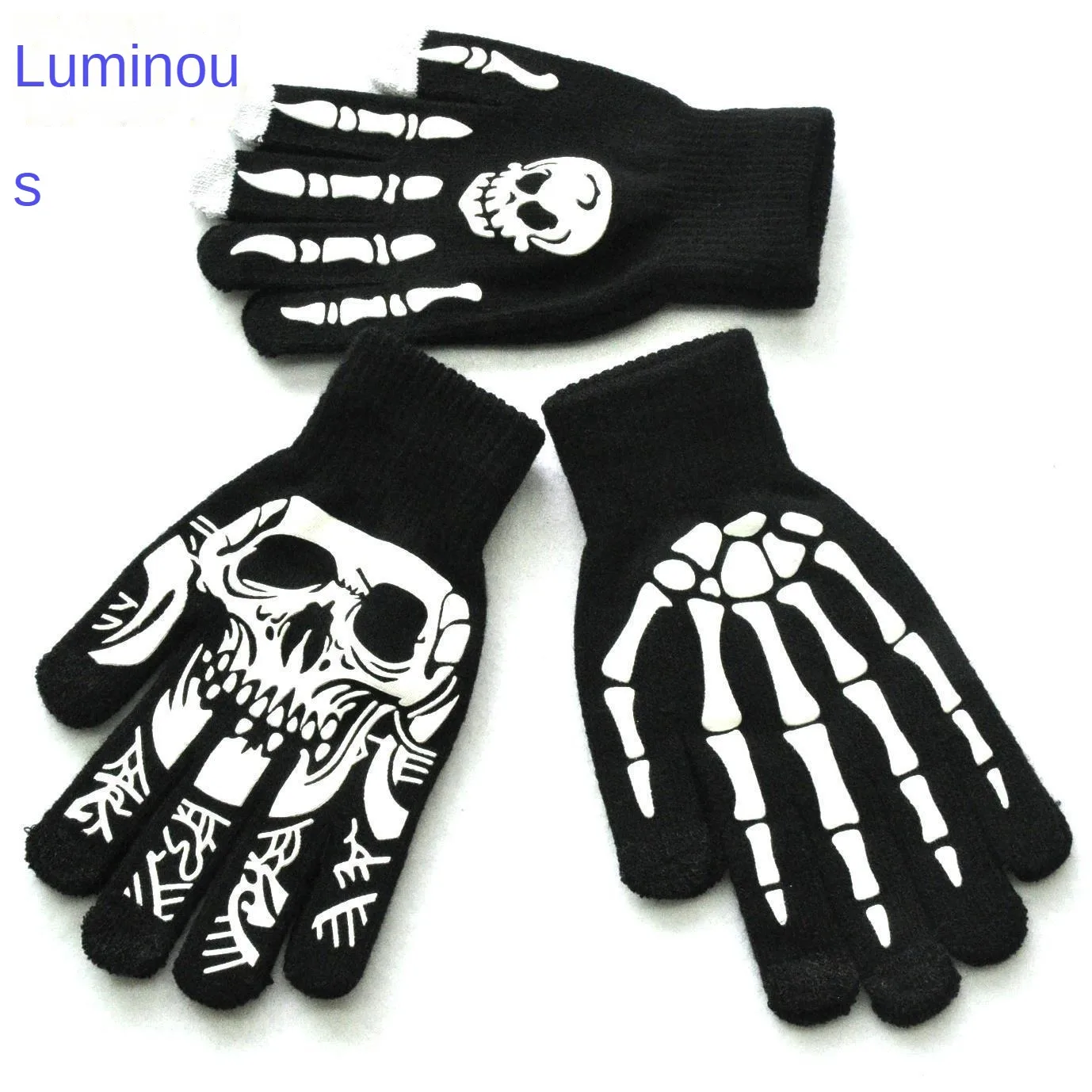 

Adult Halloween Skull and Ghost Claw Glove Night Glove Outdoor Riding Warm Knitted Glove