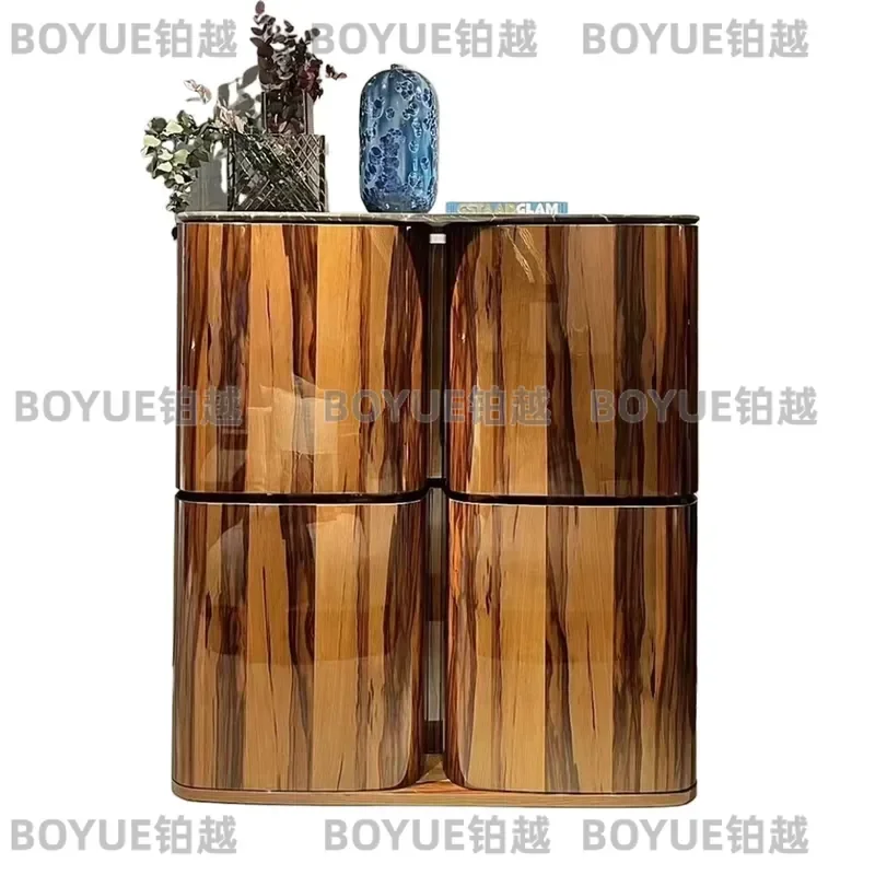 Italian Style Solid Wood Wine Cabinet Luxury Living Room Sideboard Creative Dining Storage Unit Simple Wall Mounted Locker