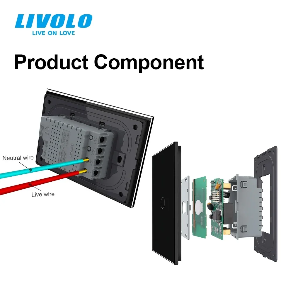 LIVOLO US/AU Standard C9 Wall Touch Screen Panel Switch,3 Gang 1 Way Crystal Glass,AC110-220V,Backlight Dispaly, Sensor Control